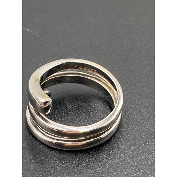 FAS Sterling Silver 925 Spiral Three Rows  Ring Sz‎ 7.75 - Picture 7 of 8